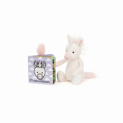 Jellycat If I Were a Unicorn Board and Bashful Unicorn Medium USA | 27685PKWJ